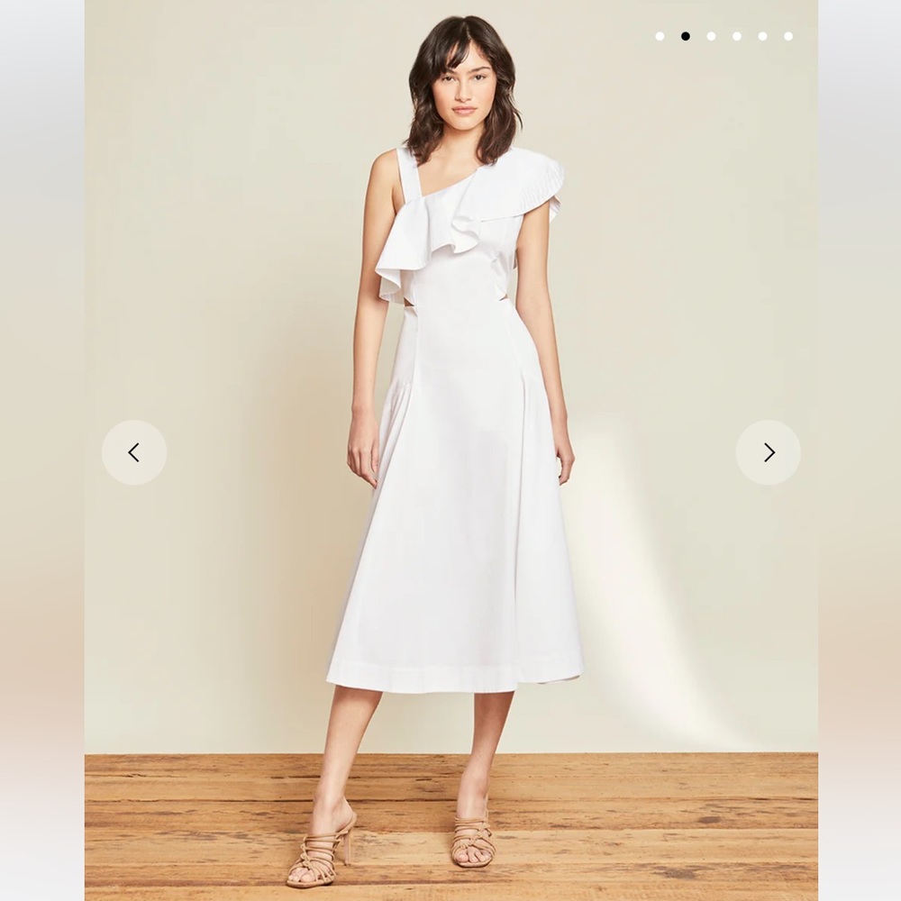 Veronica Beard White Asymmetrical BEILLA ONE-SHOULDER DRESS